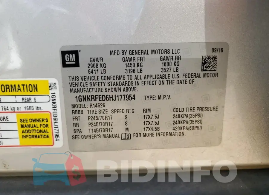 1GNKRFED6HJ177954 Photo# 13