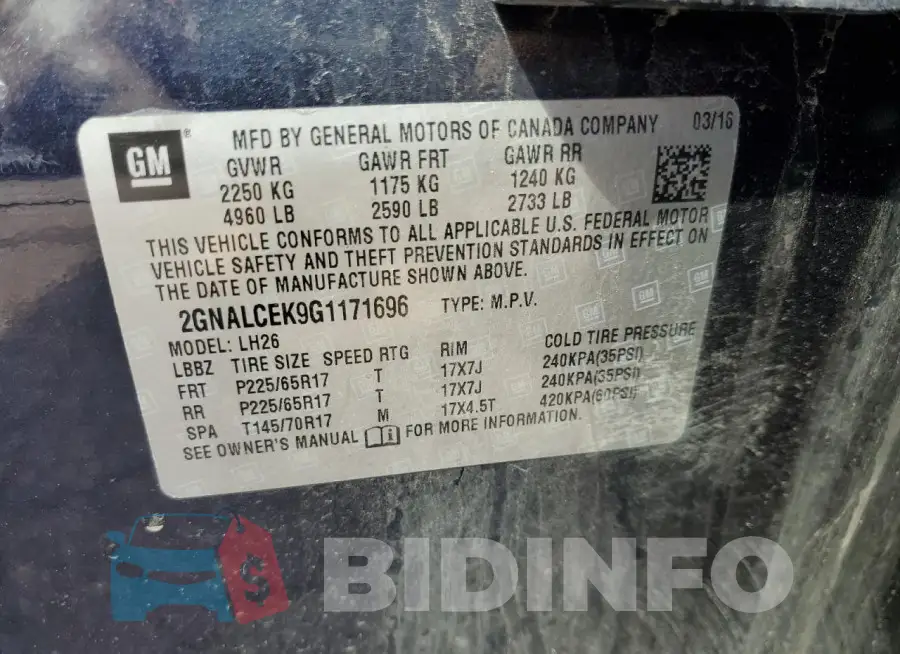 2GNALCEK9G1171696 Photo# 13