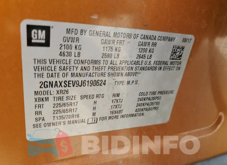 2GNAXSEV9J6190624 Photo# 14