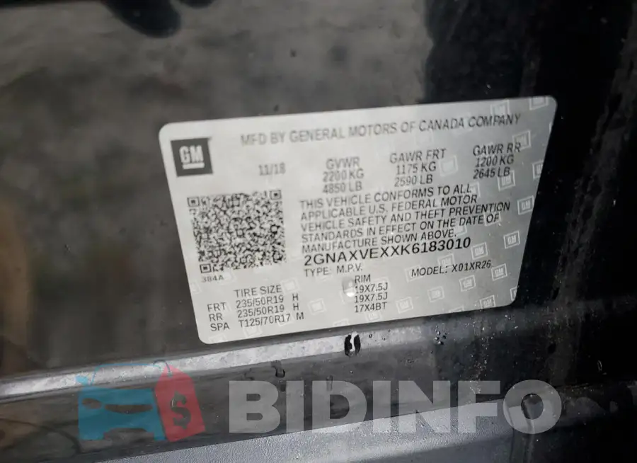 2GNAXVEXXK6183010 Photo# 13