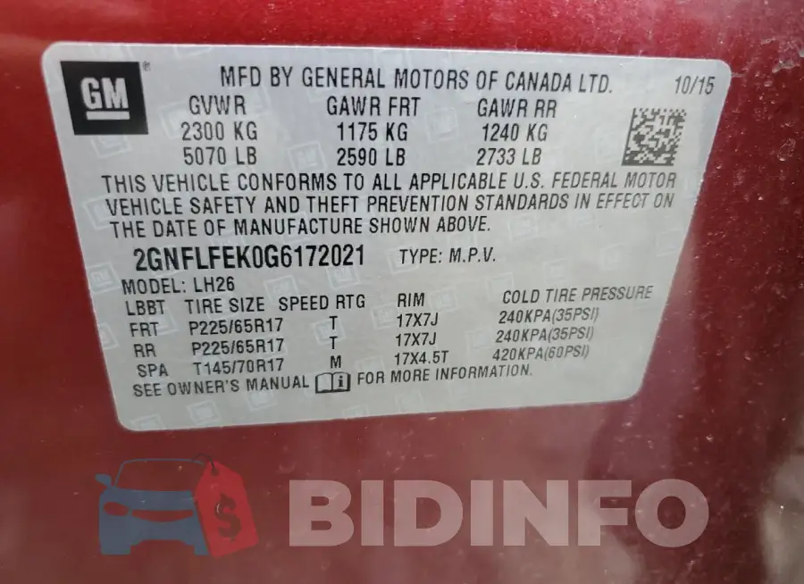2GNFLFEK0G6172021 Photo# 13