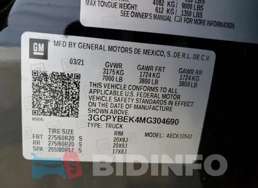 3GCPYBEK4MG304690 Photo# 13