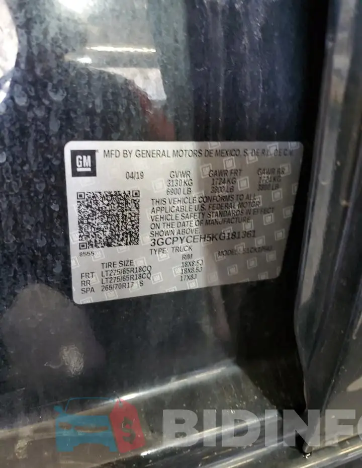3GCPYCEH5KG181361 Photo# 13