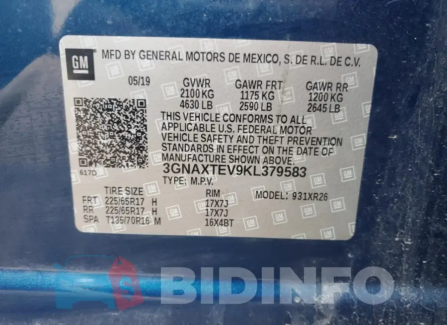 3GNAXTEV9KL379583 Photo# 13