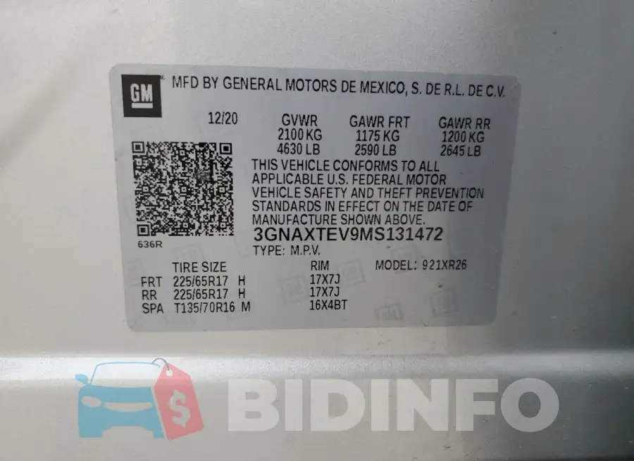 3GNAXTEV9MS131472 Photo# 13