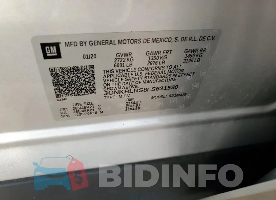 3GNKBLRS8LS631530 Photo# 12