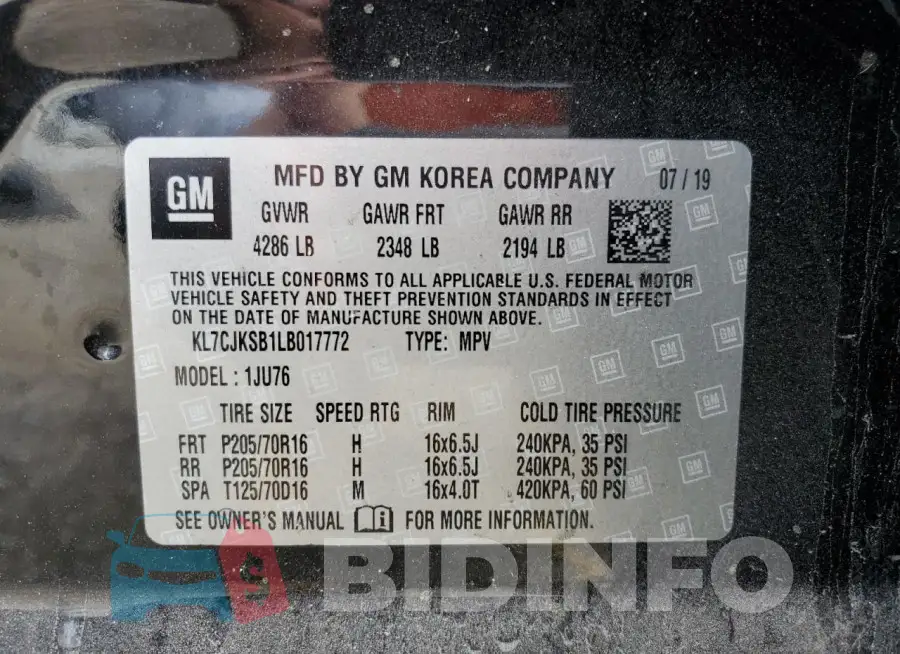 KL7CJKSB1LB017772 Photo# 12