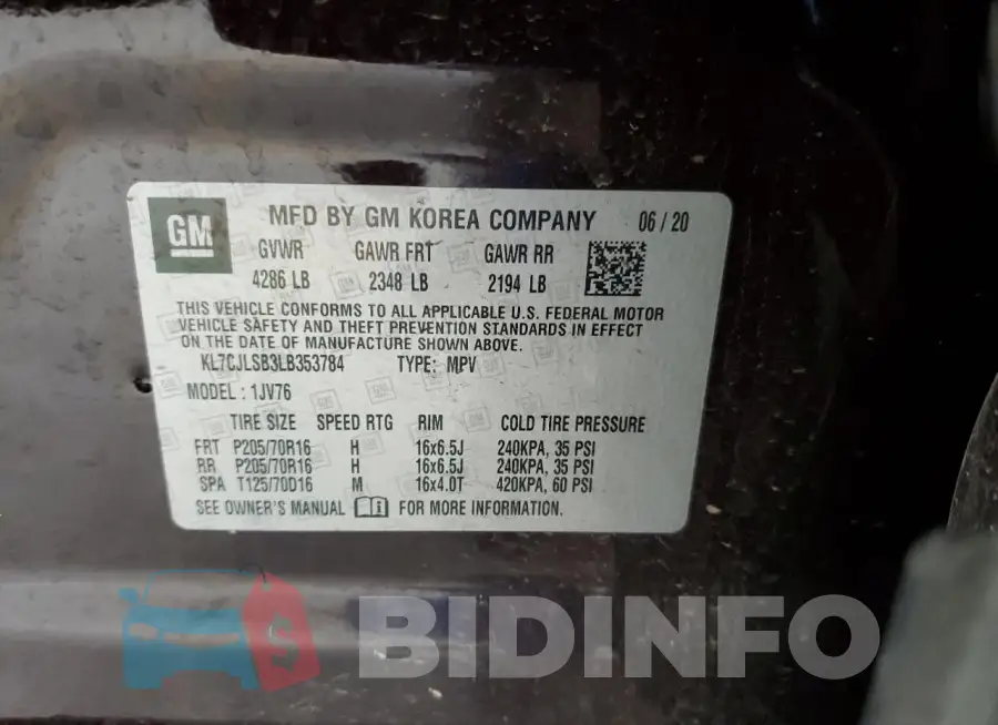 KL7CJLSB3LB353784 Photo# 13