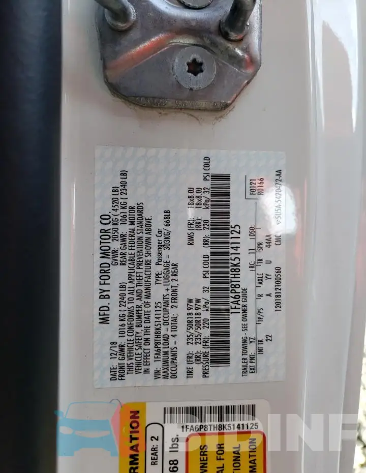 1FA6P8TH8K5141125 Photo# 13