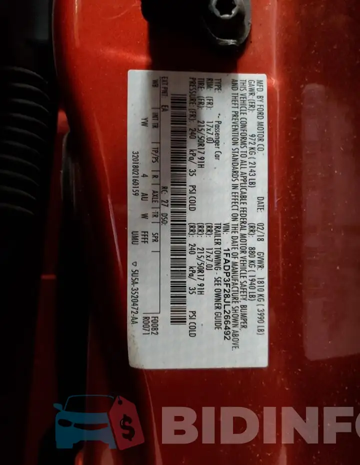 1FADP3F28JL266492 Photo# 12