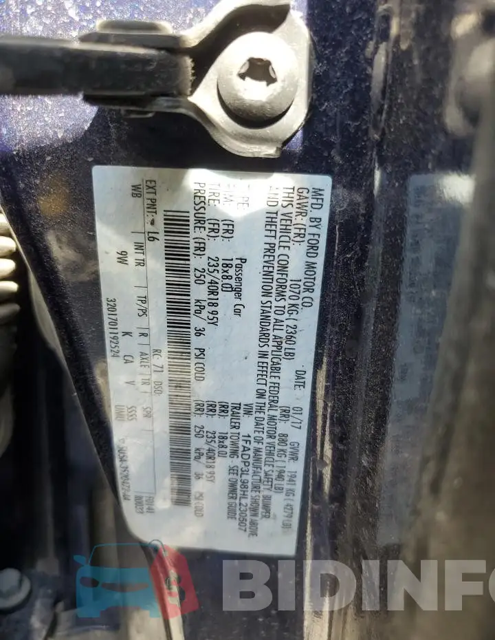 1FADP3L98HL230507 Photo# 12