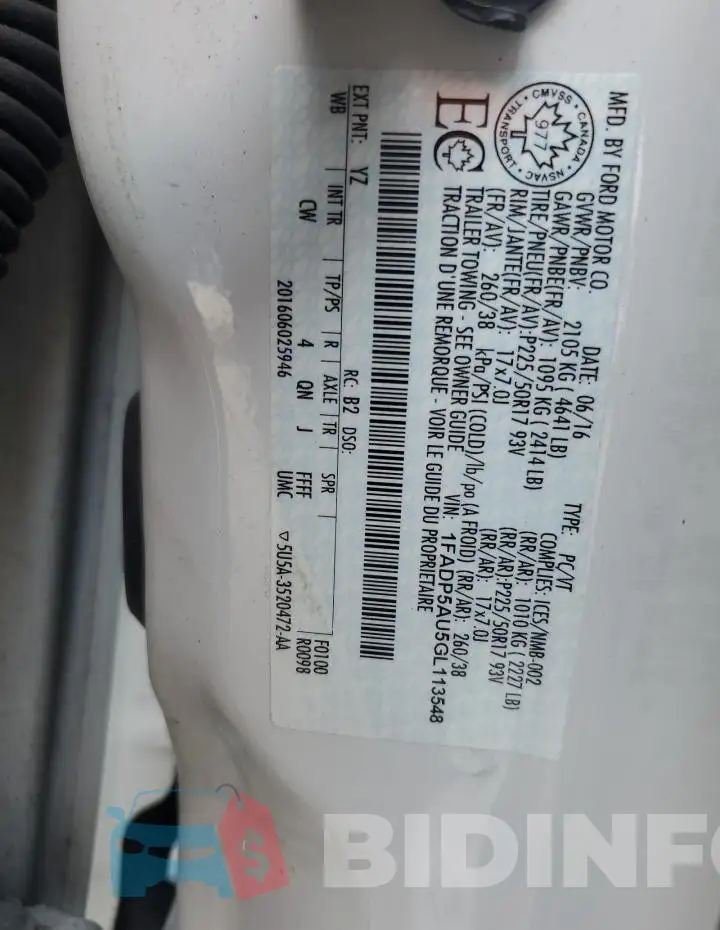 1FADP5AU5GL113548 Photo# 12