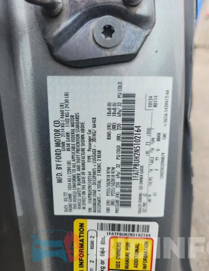 1FATP8UH2N5102164 Photo# 12