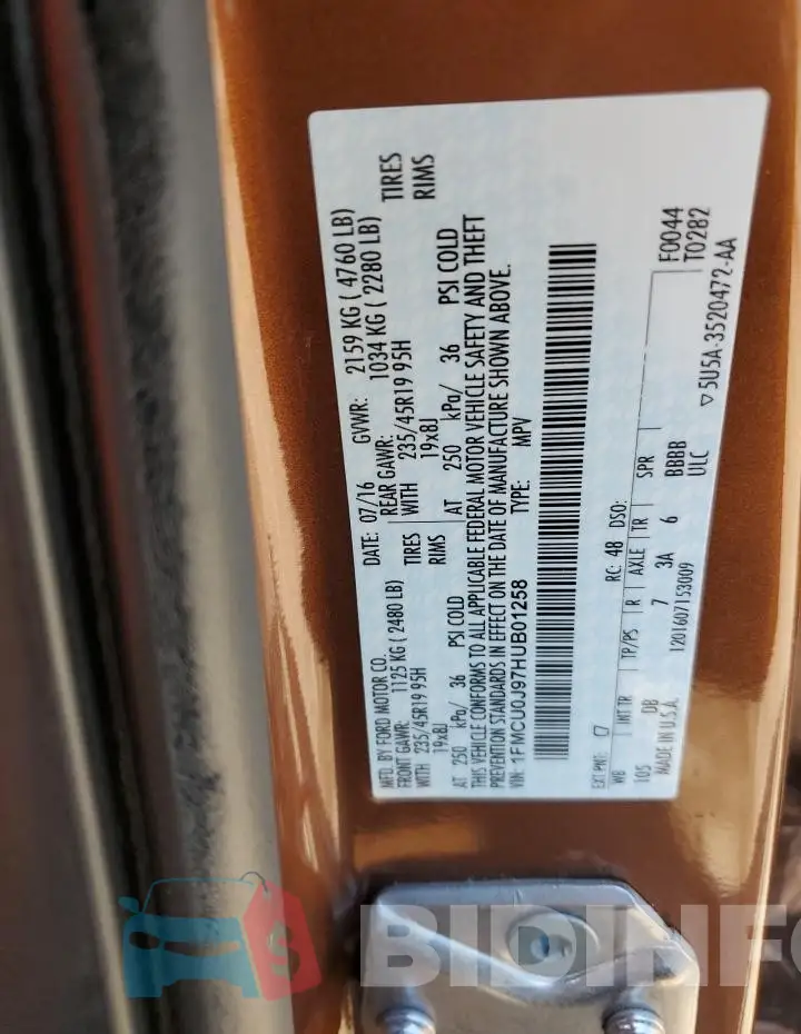 1FMCU0J97HUB01258 Photo# 12