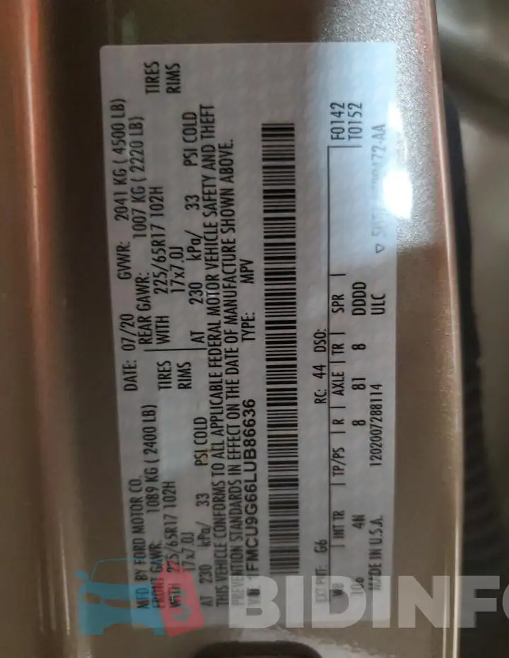 1FMCU9G66LUB86636 Photo# 13