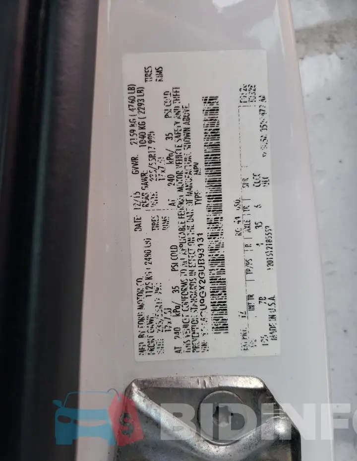 1FMCU9GX2GUB93131 Photo# 13