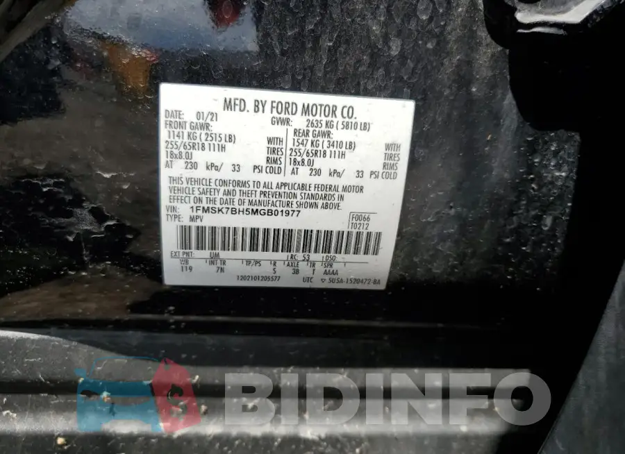 1FMSK7BH5MGB01977 Photo# 13