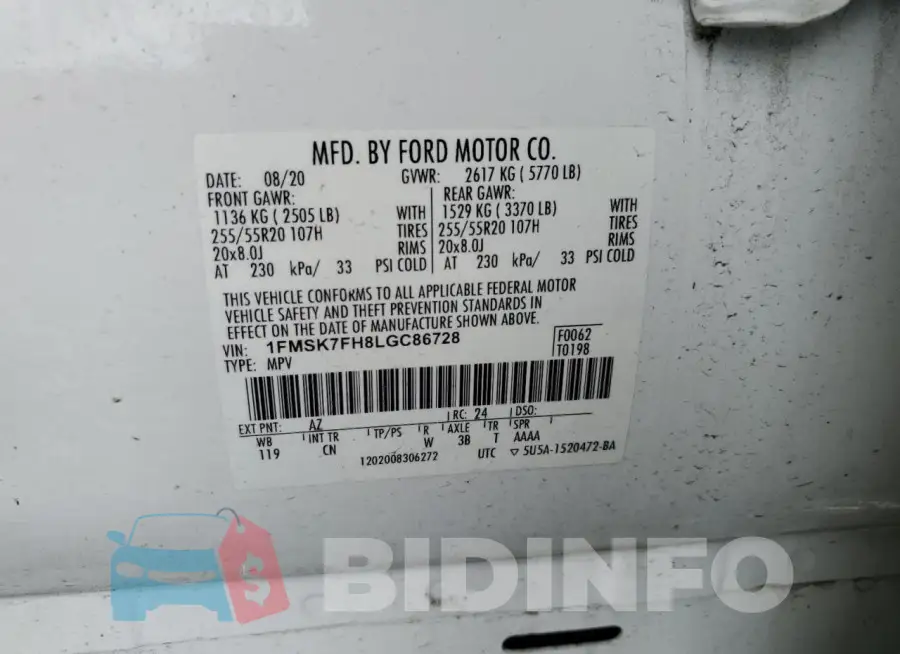 1FMSK7FH8LGC86728 Photo# 14