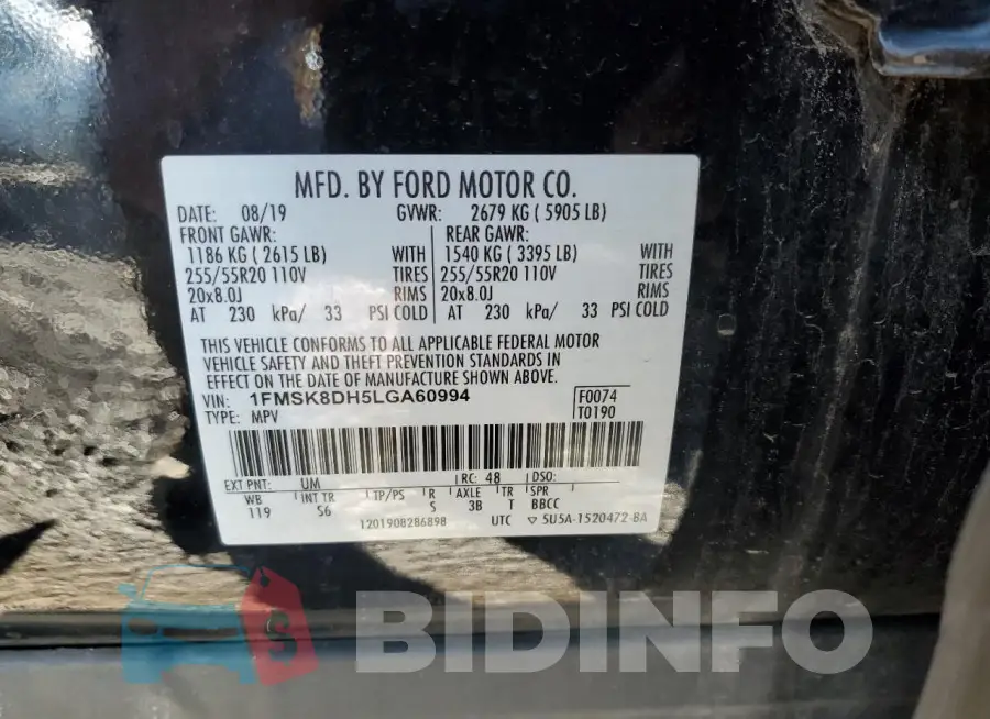 1FMSK8DH5LGA60994 Photo# 12