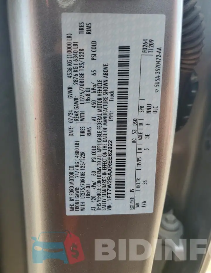 1FT7W2BAXREE62922 Photo# 12