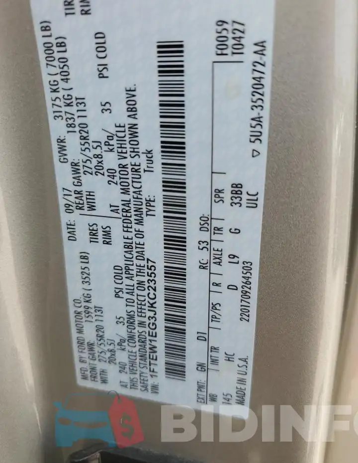 1FTEW1EG3JKC23557 Photo# 12
