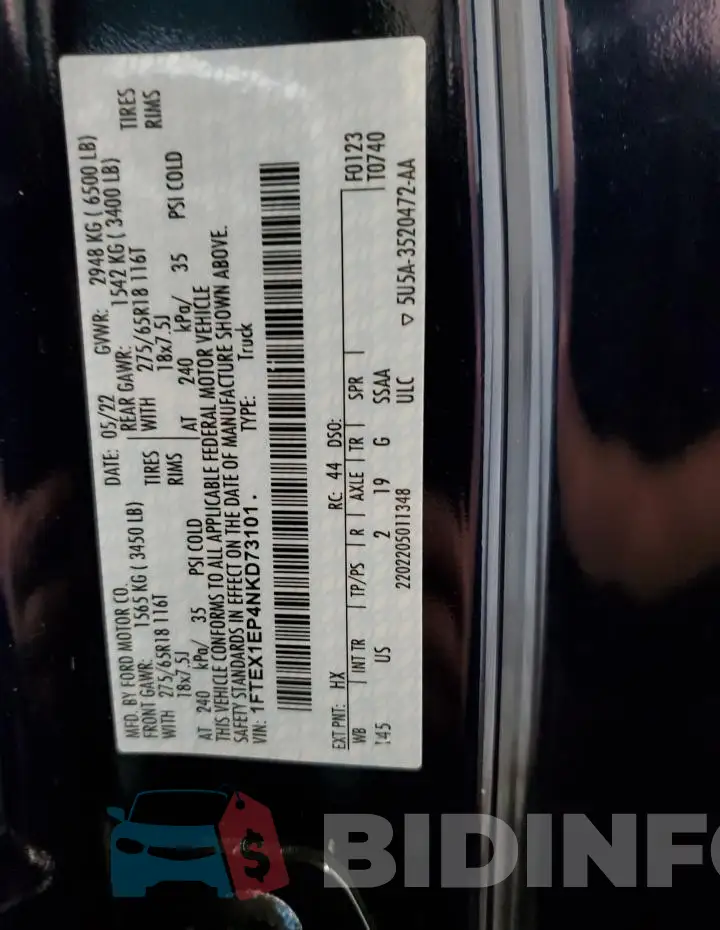 1FTEX1EP4NKD73101 Photo# 12