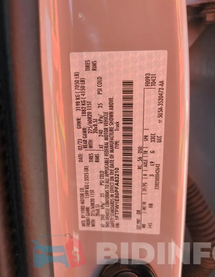 1FTFW1E80PFA83210 Photo# 12