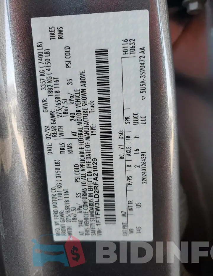 1FTFW3LD2RFA21029 Photo# 13