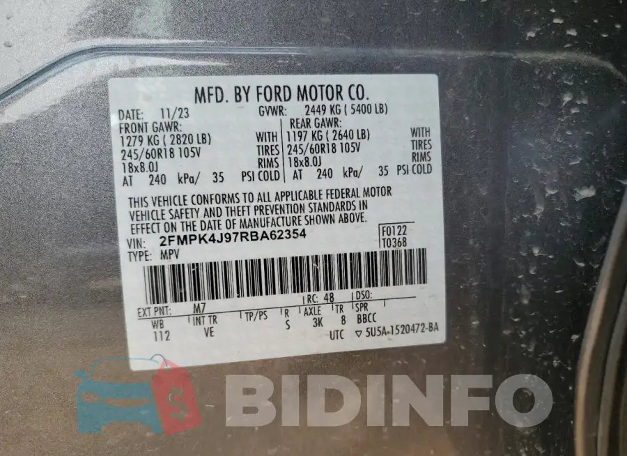 2FMPK4J97RBA62354 Photo# 13