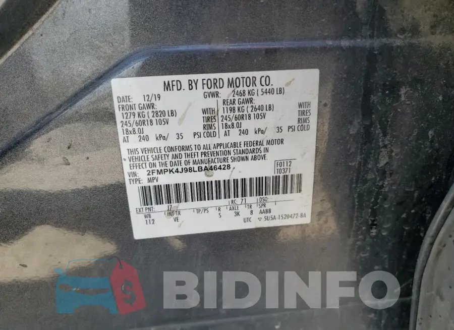 2FMPK4J98LBA46428 Photo# 12
