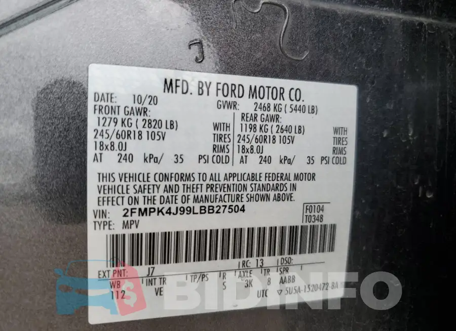 2FMPK4J99LBB27504 Photo# 13