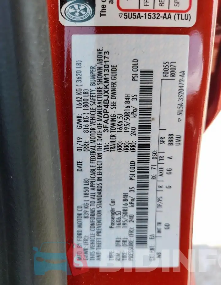 3FADP4BJXKM130173 Photo# 12