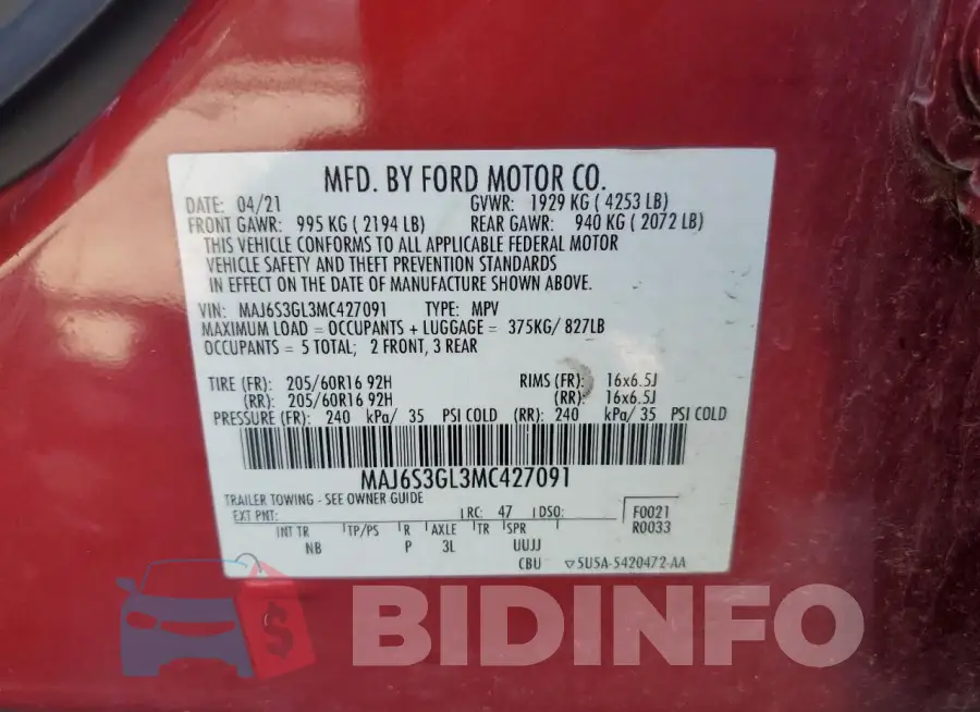 MAJ6S3GL3MC427091 Photo# 13