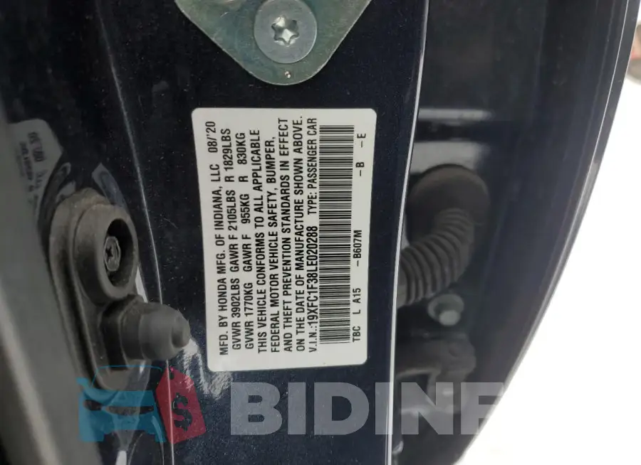 19XFC1F38LE020288 Photo# 12