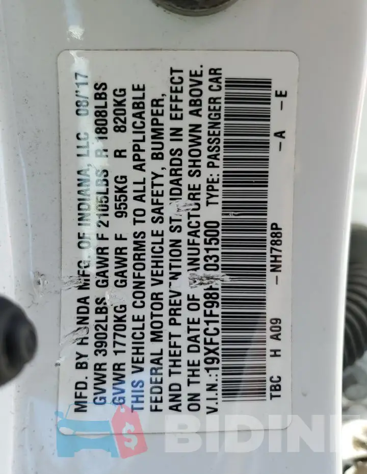 19XFC1F98HE031500 Photo# 12