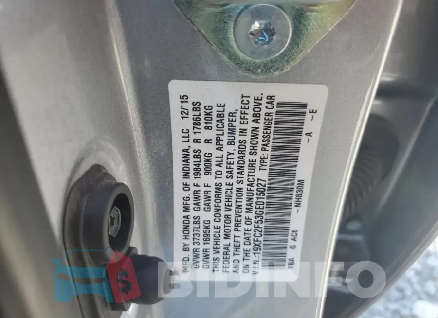 19XFC2F53GE015027 Photo# 13