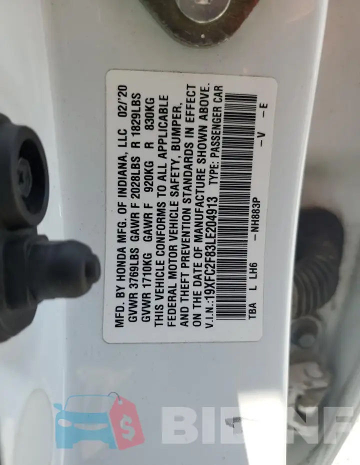19XFC2F83LE204913 Photo# 13