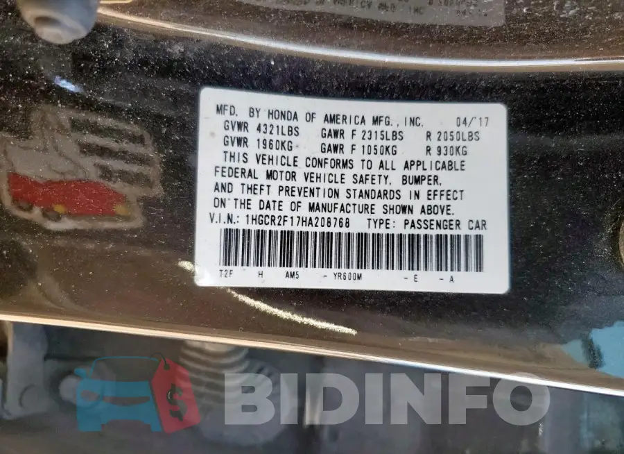 1HGCR2F17HA208768 Photo# 13