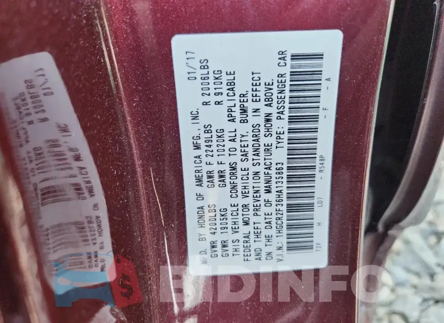 1HGCR2F36HA135863 Photo# 13
