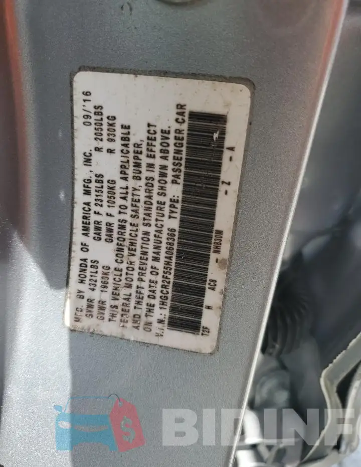 1HGCR2F55HA068366 Photo# 12