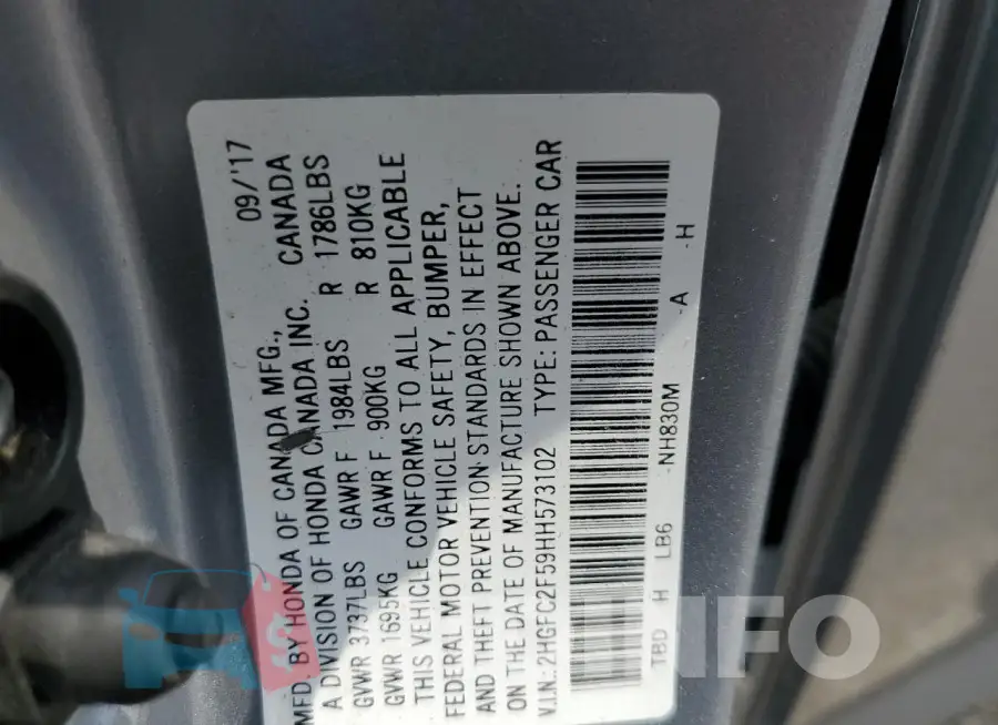 2HGFC2F59HH573102 Photo# 12