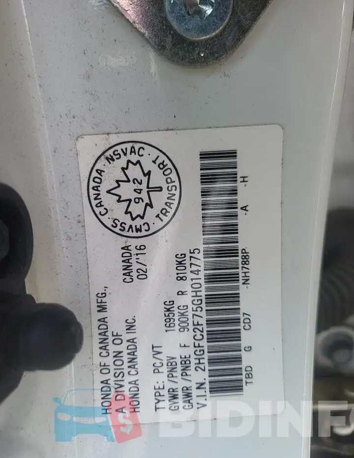 2HGFC2F75GH014775 Photo# 12