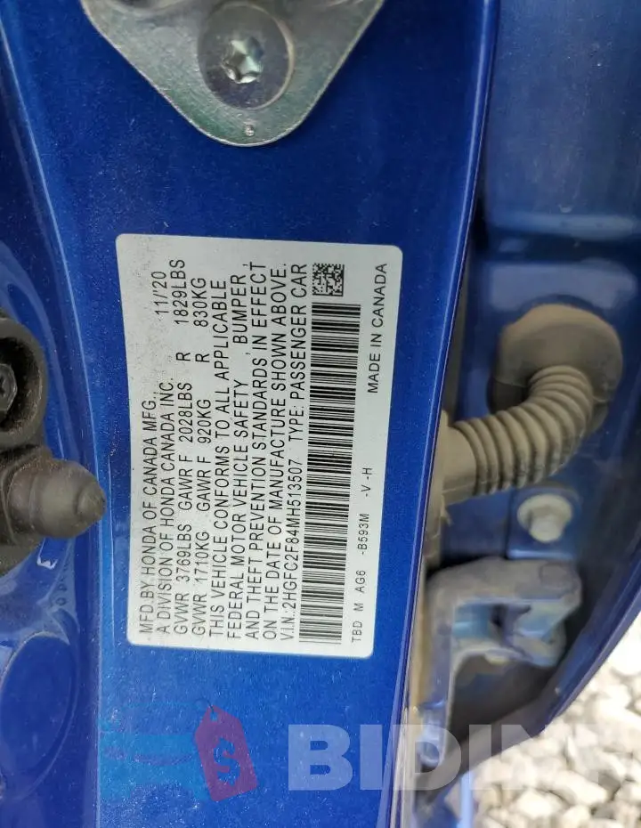 2HGFC2F84MH513507 Photo# 12