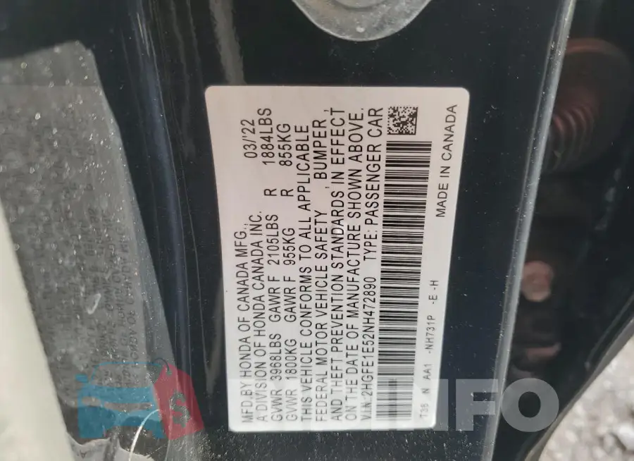 2HGFE1E52NH472890 Photo# 12