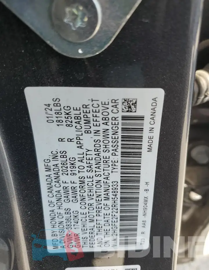 2HGFE2F22RH548933 Photo# 12