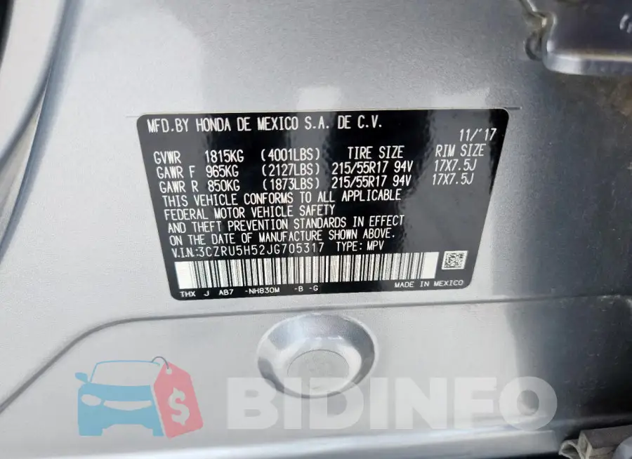3CZRU5H52JG705317 Photo# 12