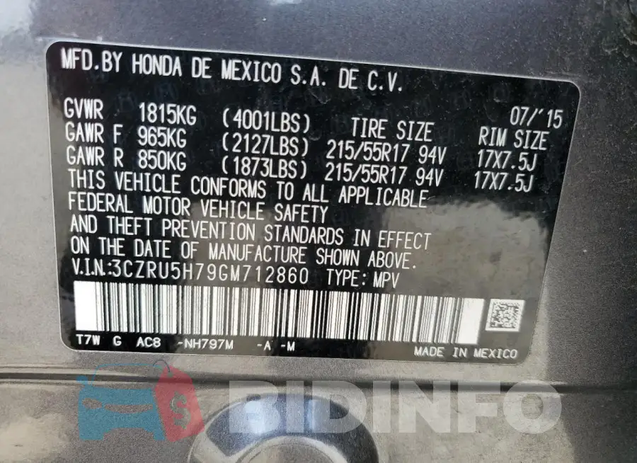 3CZRU5H79GM712860 Photo# 12