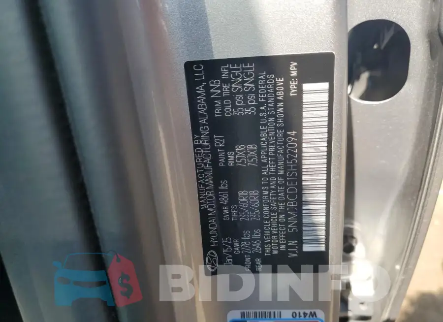 5NMJBCDE1SH522094 Photo# 13