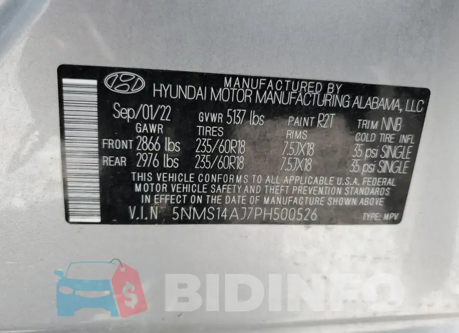 5NMS14AJ7PH500526 Photo# 13