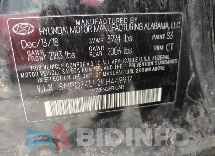 5NPD74LF2KH449917 Photo# 12
